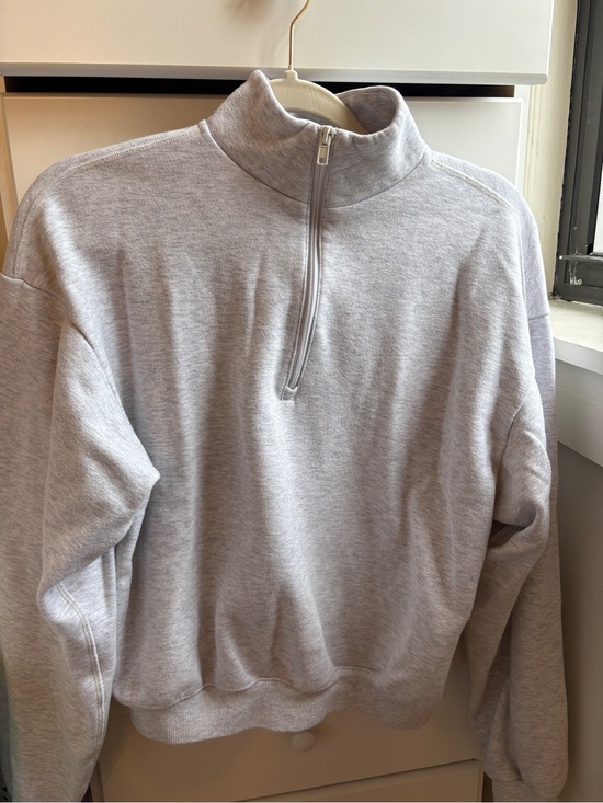SKIMS Tops - SKIMS Light Gray Half-Zip Mock Neck Pullover